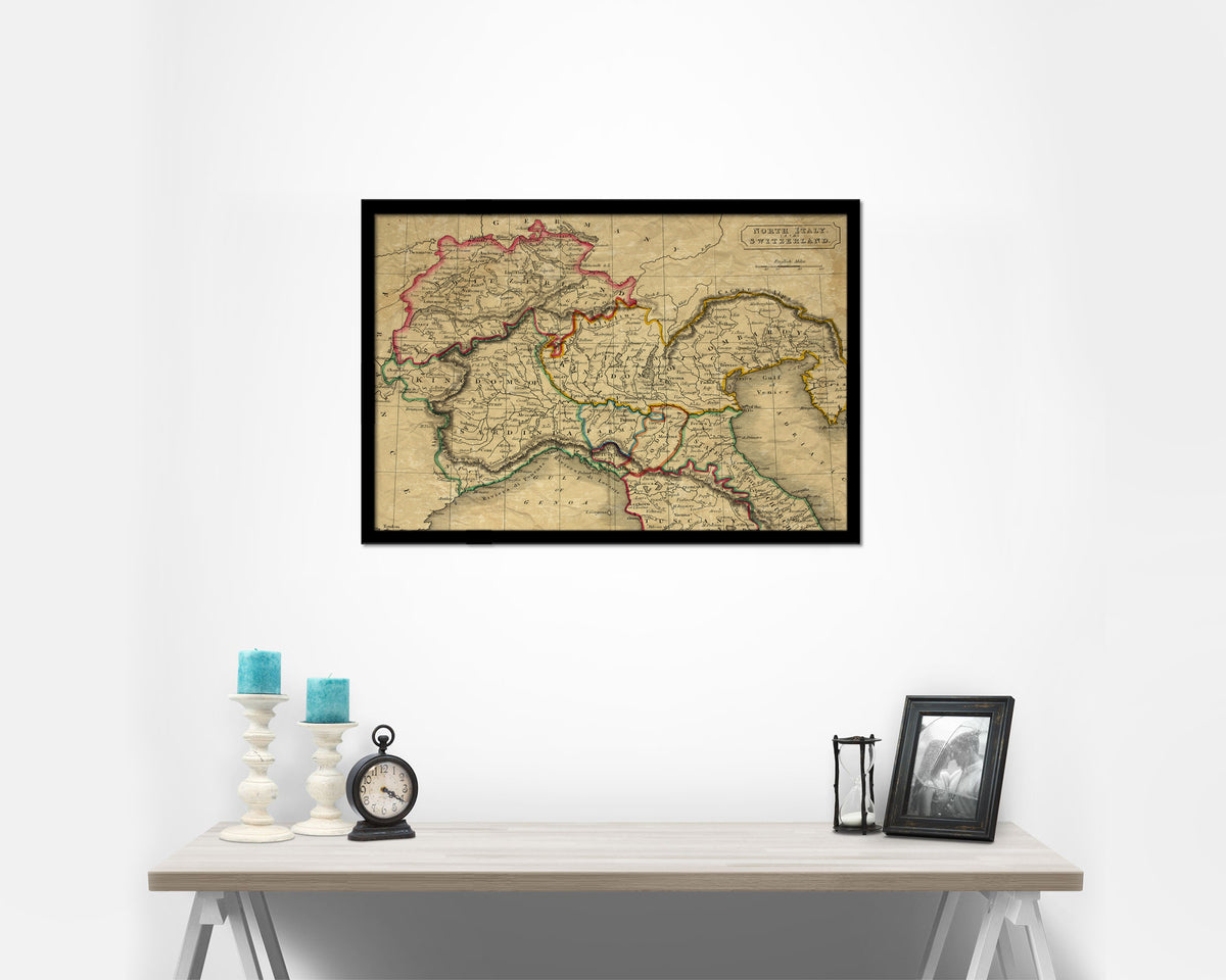 Northern Italy Historical Map Framed Print Art Wall Decor Gifts