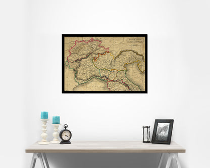 Northern Italy Historical Map Framed Print Art Wall Decor Gifts