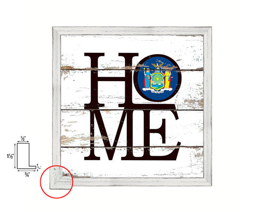 New York State Flag Home Sign Framed Print Decor Wall Art Gifts