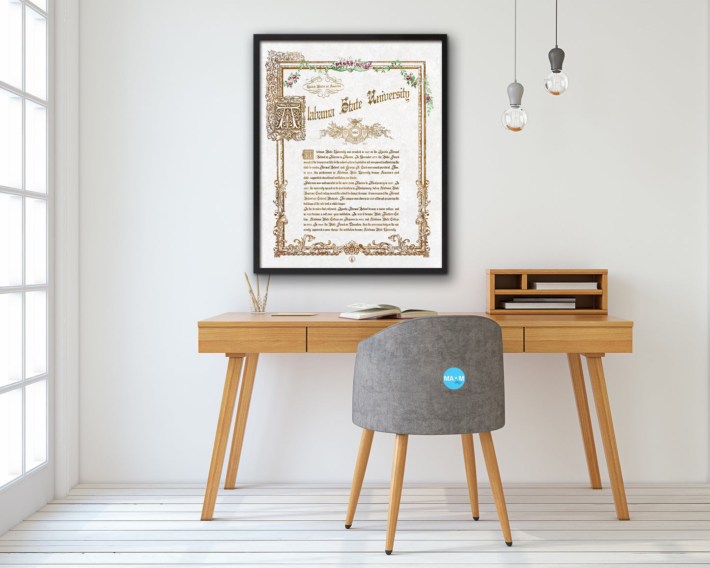 Alabama State University, Alabama, Custom Framed Document Print Wall Art Decor Gifts