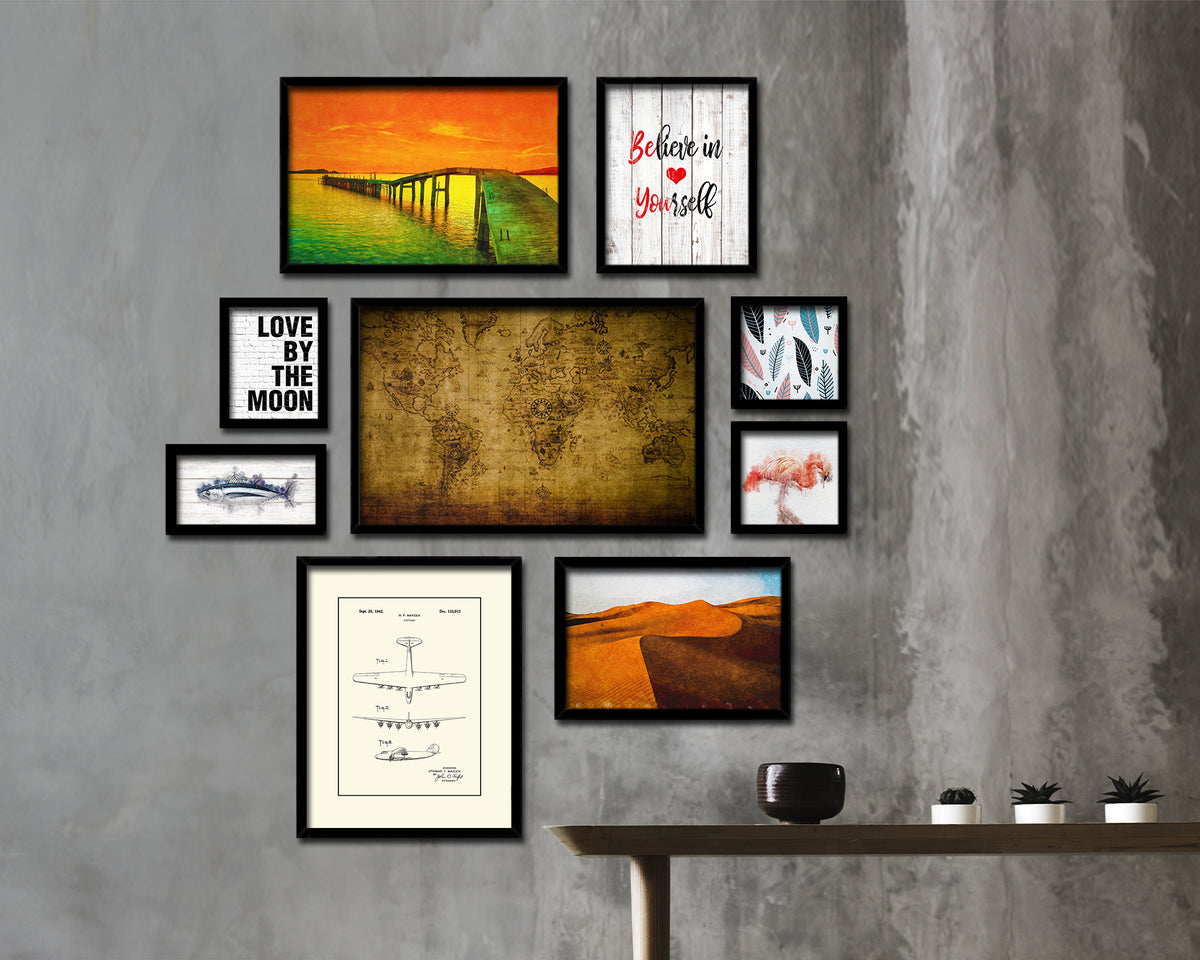 World Historical Map Framed Print Art Wall Decor Gifts