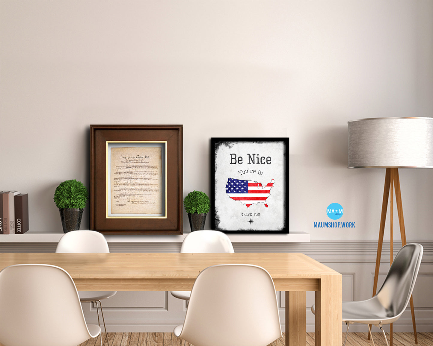 Declaration of Independence US Historical Print Art Wood Framed Wall Decor Gifts, 12" x 16"