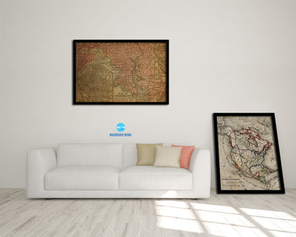 Maryland Circa Vintage Map Framed Print Art Wall Decor Gifts