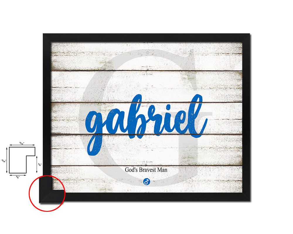 Gabriel Personalized Bible Name Plate Framed Print Art Kids Baby Room Wall Decor Gifts