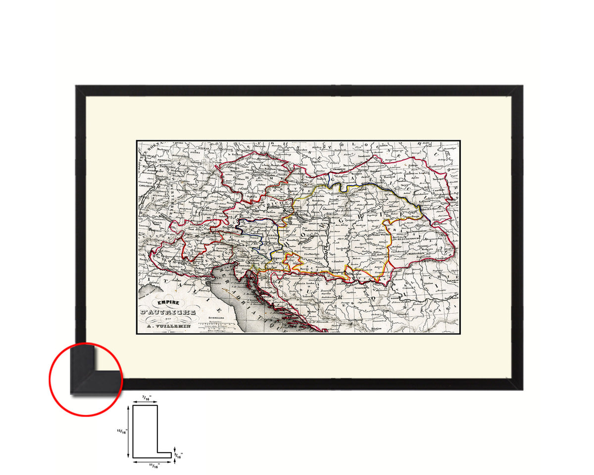 Austria Hungary Old Map Framed Print Art Wall Decor Gifts