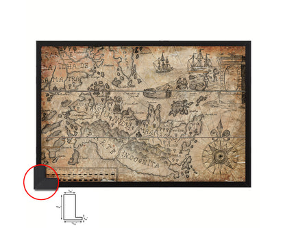 Fantasyland Pirate Antique Map Framed Print Art Wall Decor Gifts