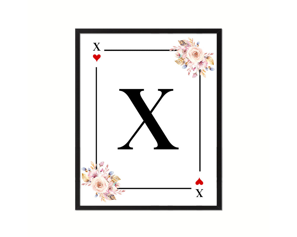 Letter X Custom Initial Boho Monogram Playing Card Framed Prints Wall Art