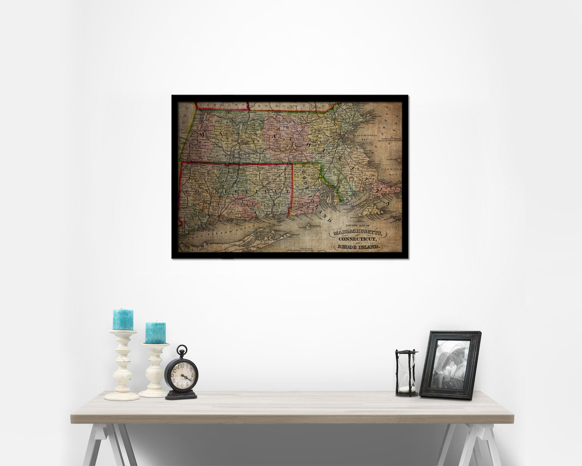 Massachusetts Spofford's Atlas United States 1900 Vintage Map Framed Print Art Wall Decor Gifts