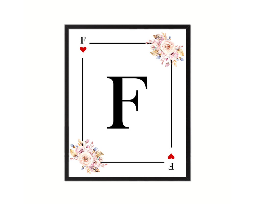 Letter F Custom Initial Boho Monogram Playing Card Framed Prints Wall Art
