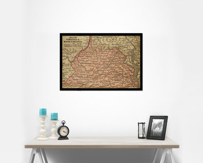 Virginia and West Virginia Circa Historical Map Framed Print Art Wall Decor Gifts