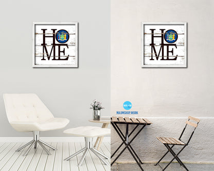 New York State Flag Home Sign Framed Print Decor Wall Art Gifts