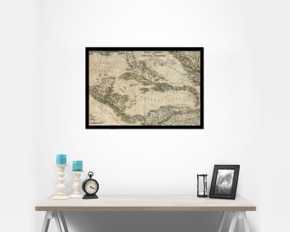 West Indies Historical Map Framed Print Art Wall Decor Gifts