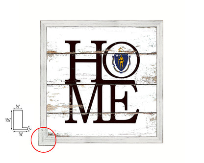 Massachusetts State Flag Home Sign Framed Print Decor Wall Art Gifts