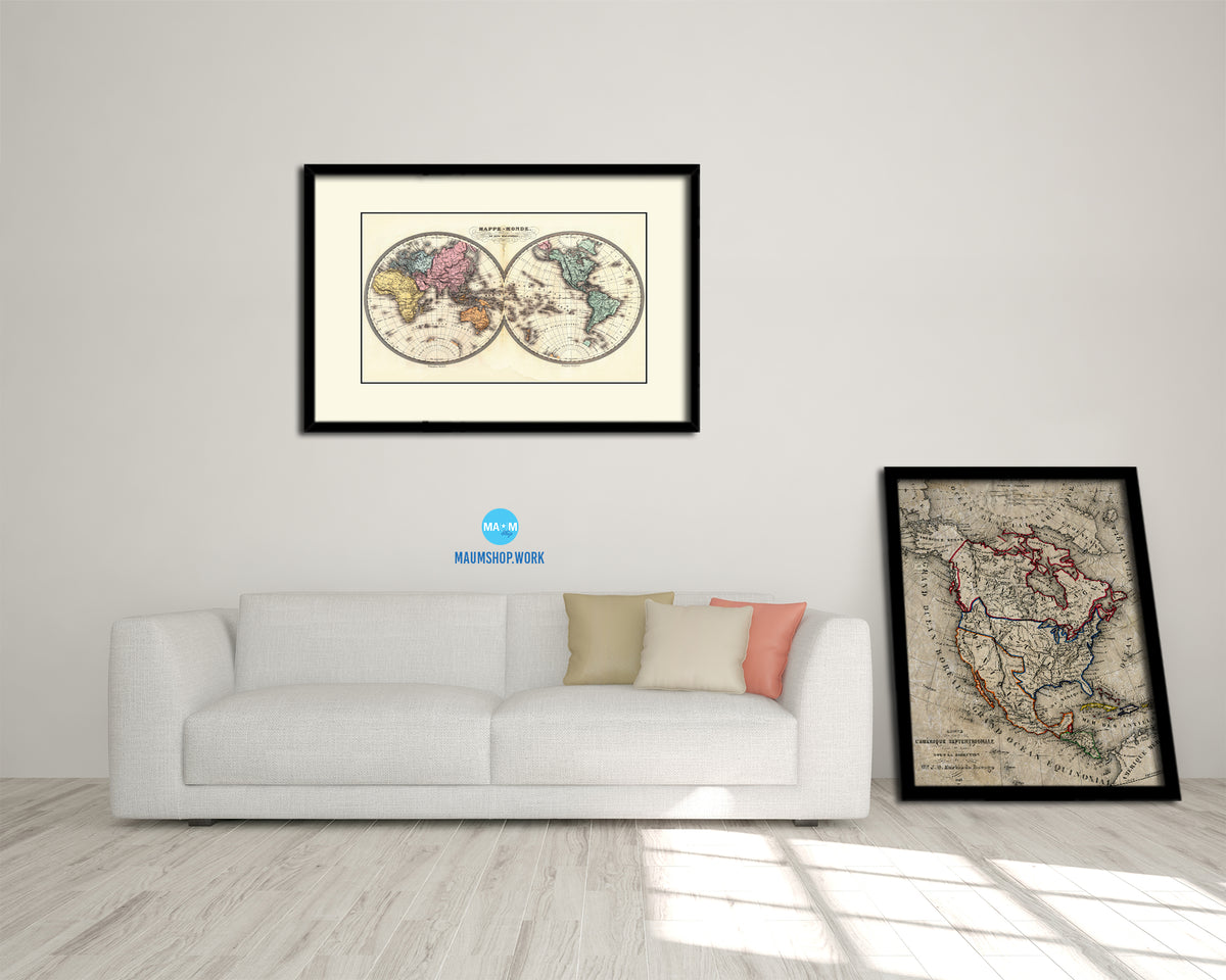World Weather Storms 1872 Old Map Framed Print Art Wall Decor Gifts