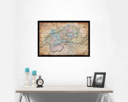 Switzerland 1860 Antique Map Framed Print Art Wall Decor Gifts