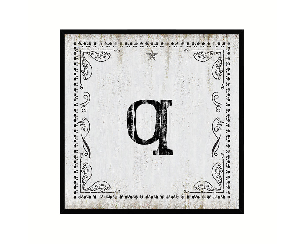 Letters Q Custom Monogram Name Sign Framed Prints Wall Art Décor, White Wash