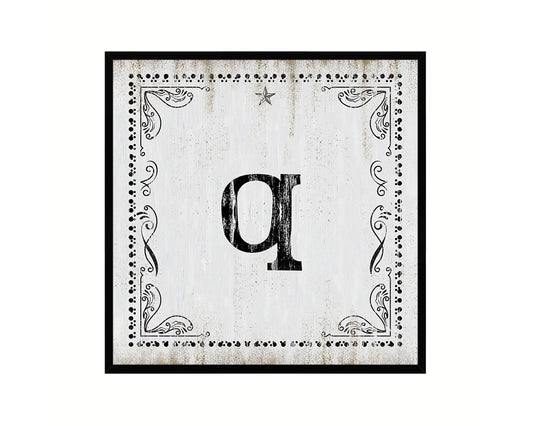 Letters Q Custom Monogram Name Sign Framed Prints Wall Art Décor, White Wash