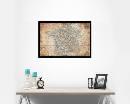 France and Paris Antique Map Framed Print Art Wall Decor Gifts