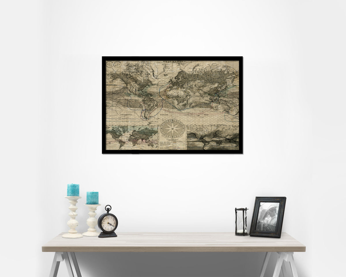 World Planiglobh Terrestris Hemisphario Calesti Historical Map Framed Print Art Wall Decor Gifts