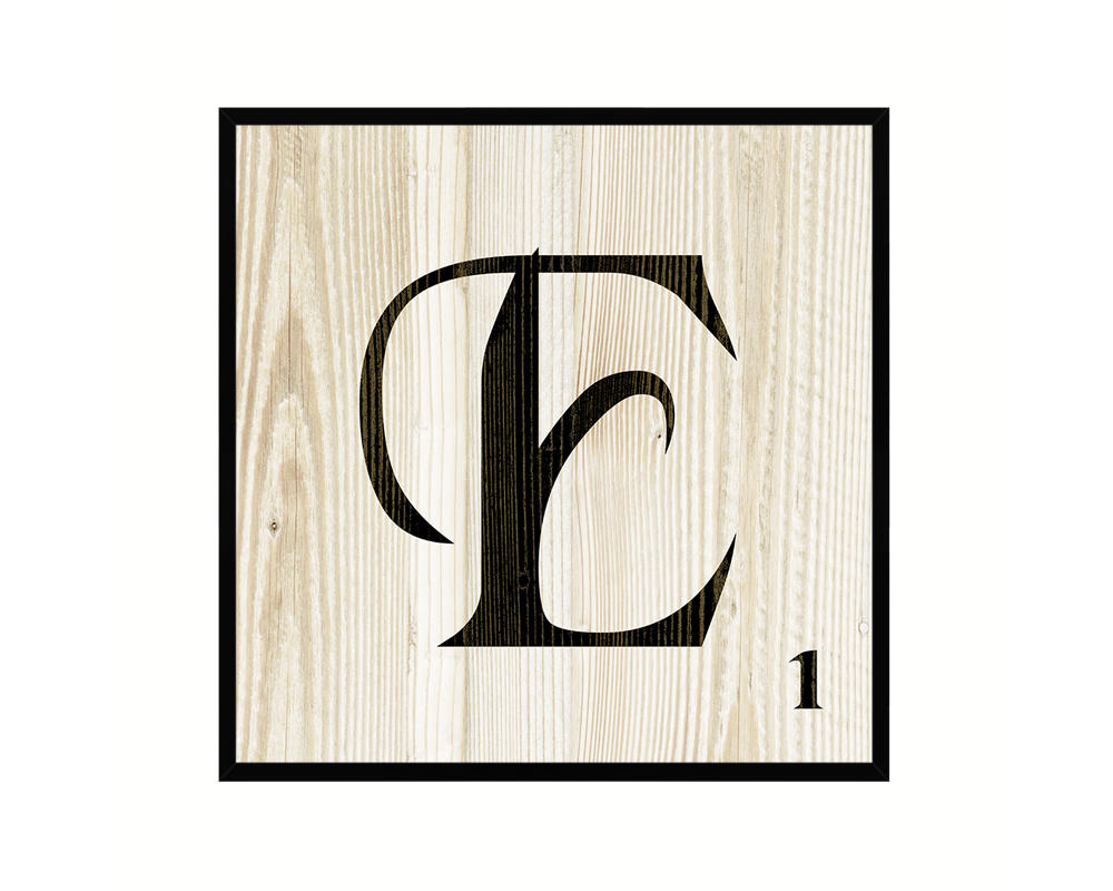 Letter E Custom Scrabble Sign Framed Prints Wall Art Decor Gifts, Wood