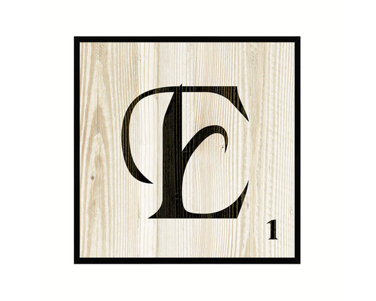 Letter E Custom Scrabble Sign Framed Prints Wall Art Decor Gifts, Wood