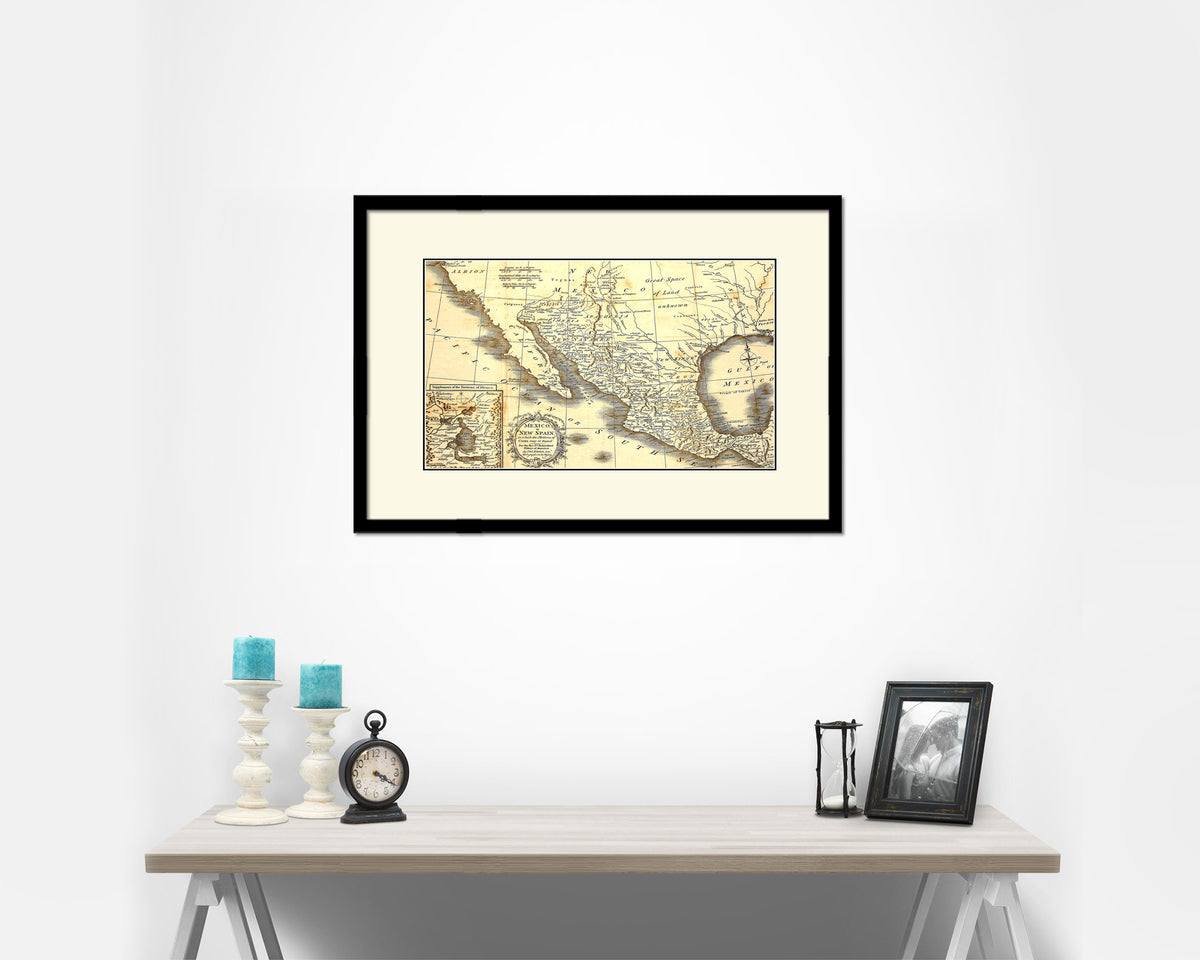 Mexico London 1821 Old Map Framed Print Art Wall Decor Gifts