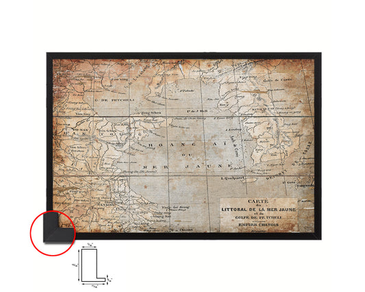 Yellow Sea Coast Erhard Bonaparte Paris 1864 Antique Map Framed Print Art Wall Decor Gifts
