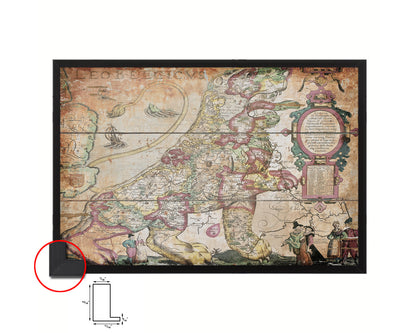 Belgium and Netherlands Leo Belgicus Antique Map Framed Print Art Wall Decor Gifts