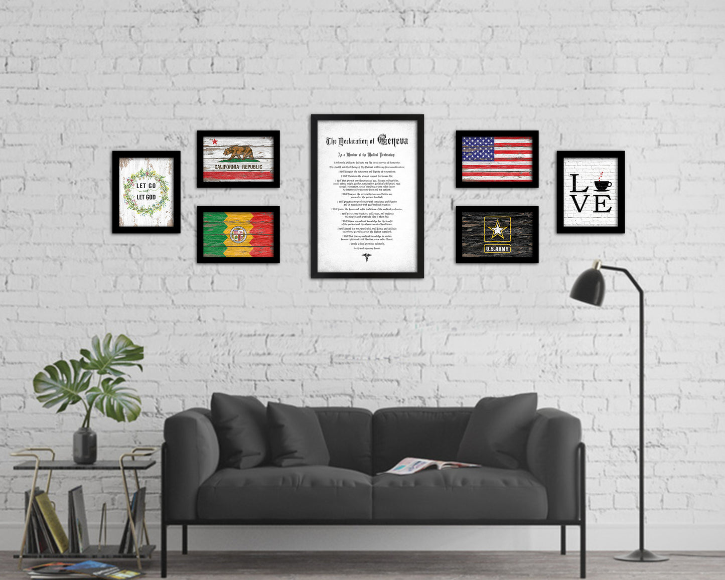 Geneva Oath Declarations Gifts for Medical Students Doctor Office Decor Wall Art, White