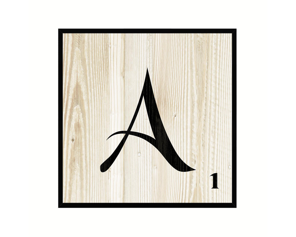 Letter A Custom Scrabble Sign Framed Prints Wall Art Decor Gifts, Wood