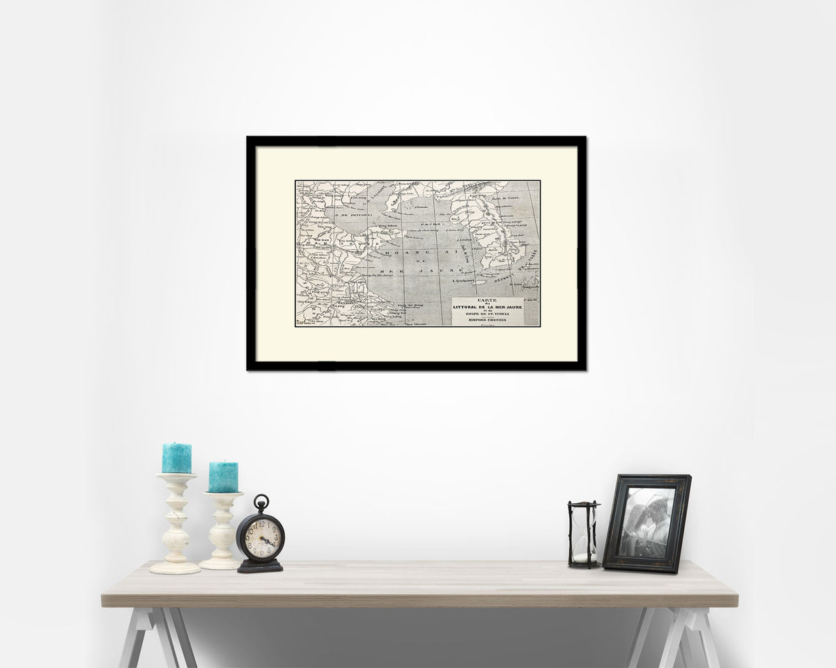Yellow Sea Coast Erhard Bonaparte Paris 1864 Old Map Framed Print Art Wall Decor Gifts