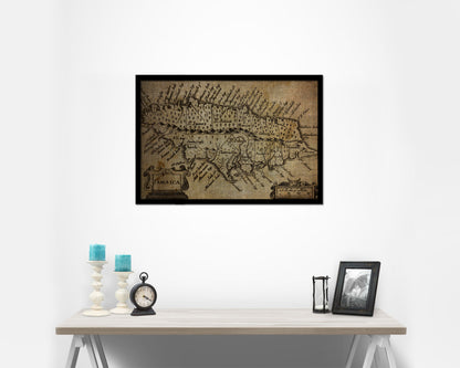 Jamaica John Speed 1675 Vintage Map Framed Print Art Wall Decor Gifts