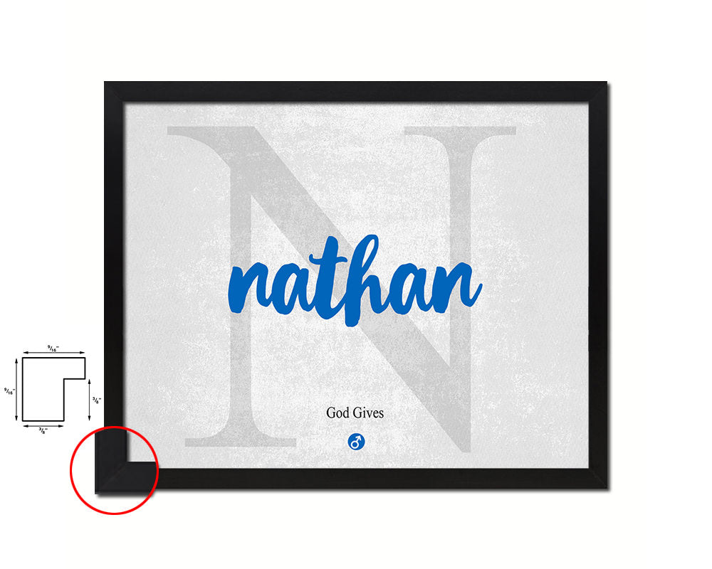 Nathan Personalized Bible Name Plate Framed Print Art Kids Baby Room Wall Decor Gifts