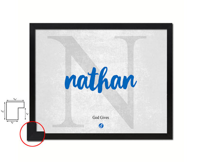 Nathan Personalized Bible Name Plate Framed Print Art Kids Baby Room Wall Decor Gifts