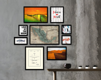 Mexico Historical Map Framed Print Art Wall Decor Gifts