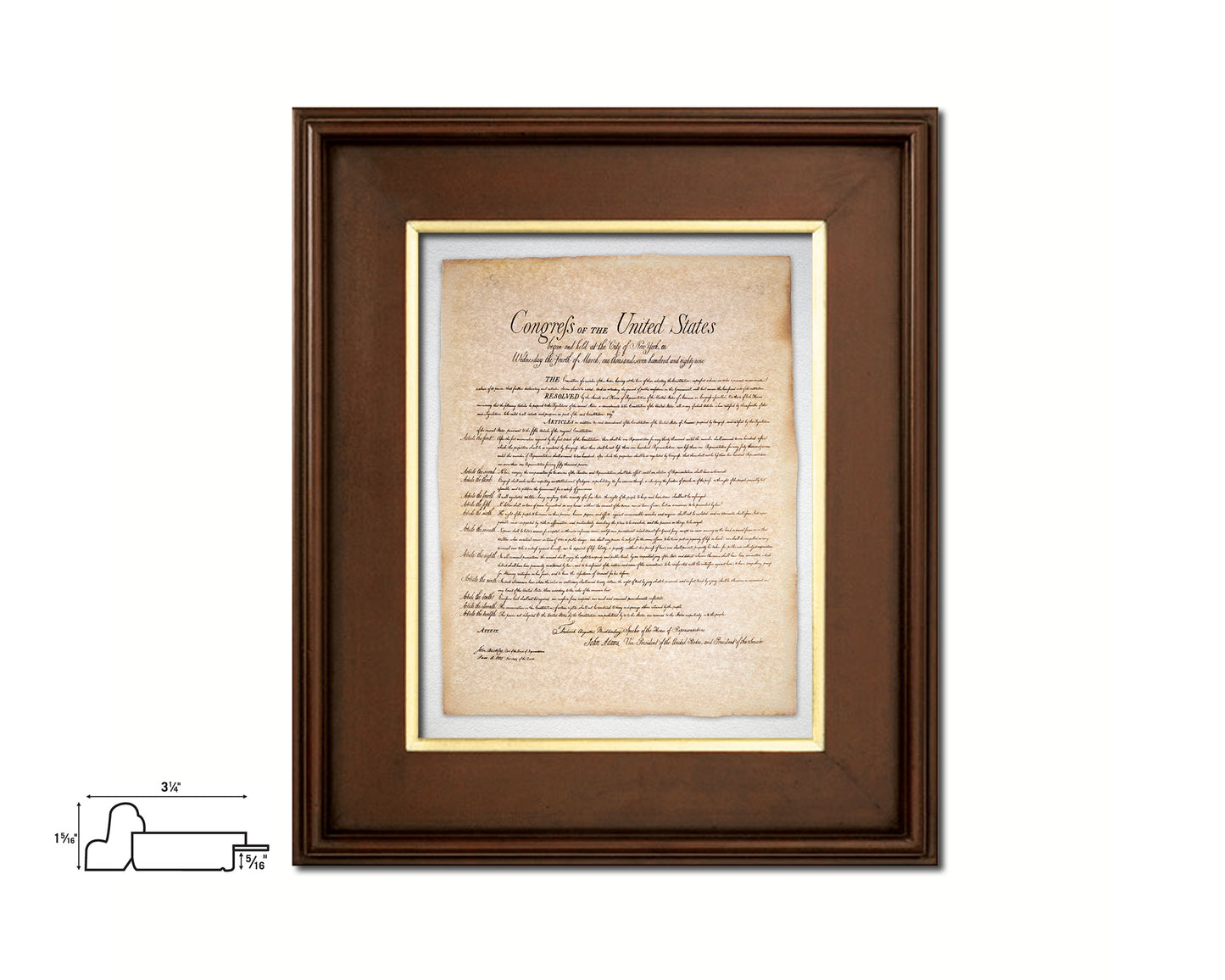 Declaration of Independence US Historical Print Art Wood Framed Wall Decor Gifts, 12" x 16"