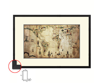 Spanish Portuguese Colonial Empire Antonio Sanches Old Map Framed Print Art Wall Decor Gifts