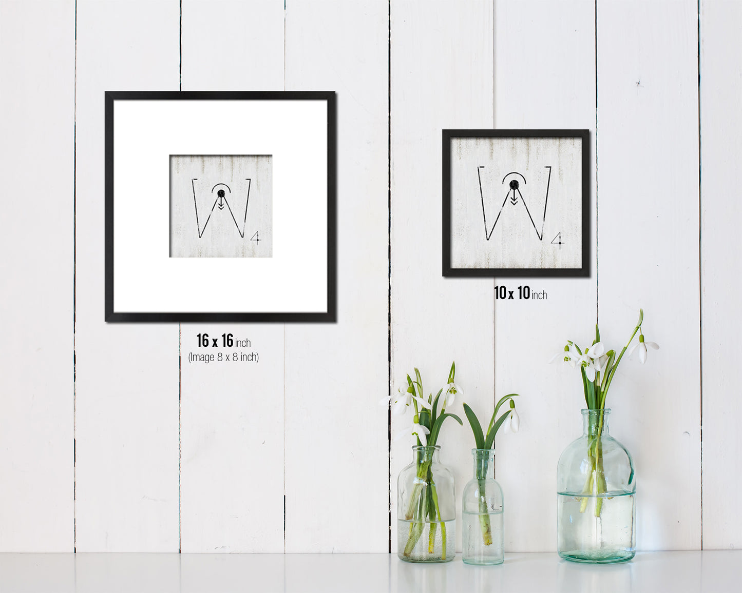 Letter W Custom Scrabble Sign Framed Prints Wall Art Decor Gifts, White Wash