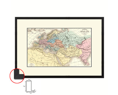 Europe in the middle ages Crusades Old Map Framed Print Art Wall Decor Gifts