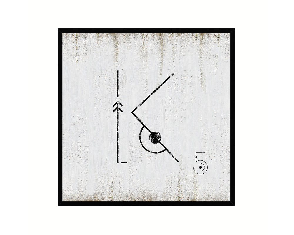 Letter K Custom Scrabble Sign Framed Prints Wall Art Decor Gifts, White Wash