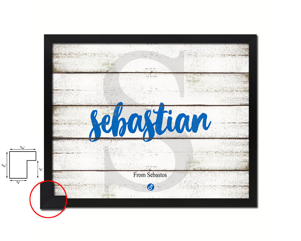 Sebastian Personalized Bible Name Plate Framed Print Art Kids Baby Room Wall Decor Gifts