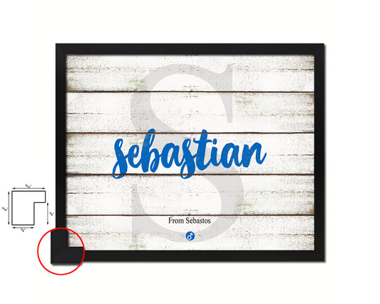 Sebastian Personalized Bible Name Plate Framed Print Art Kids Baby Room Wall Decor Gifts
