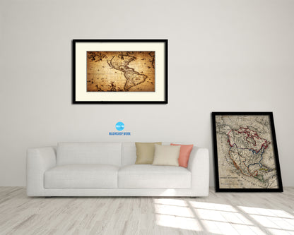 America 1690 Old Map Framed Print Art Wall Decor Gifts