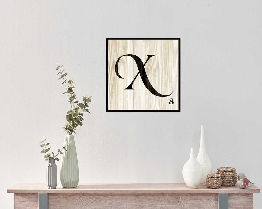 Letter X Custom Scrabble Sign Framed Prints Wall Art Decor Gifts, Wood