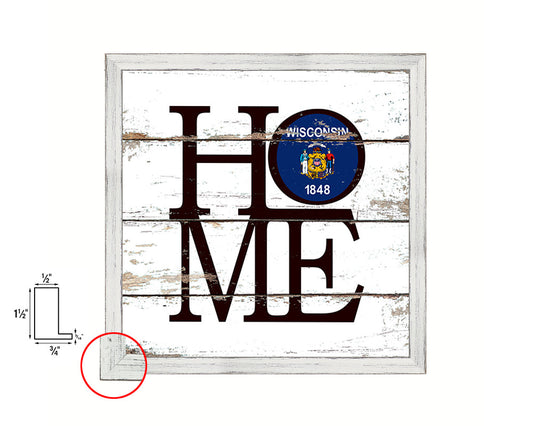 Wisconsin State Flag Home Sign Framed Print Decor Wall Art Gifts