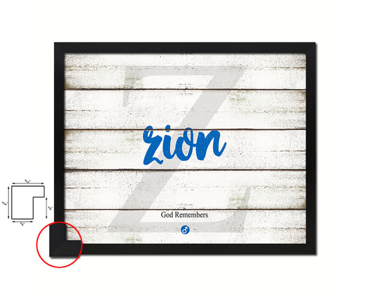 Zion Personalized Bible Name Plate Framed Print Art Kids Baby Room Wall Decor Gifts