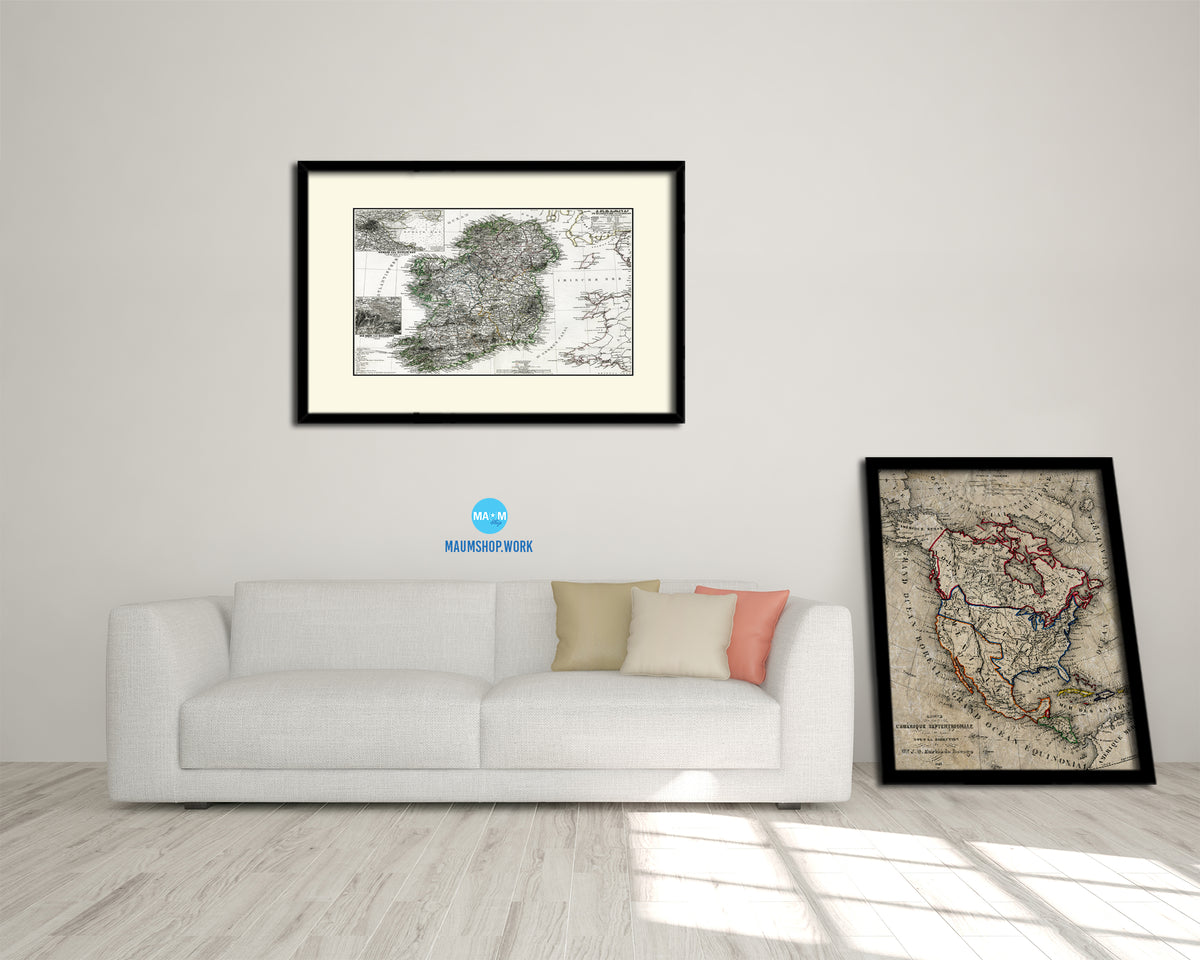 Ireland Old Map Framed Print Art Wall Decor Gifts