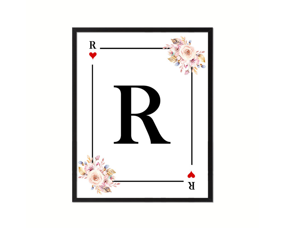 Letter R Custom Initial Boho Monogram Playing Card Framed Prints Wall Art