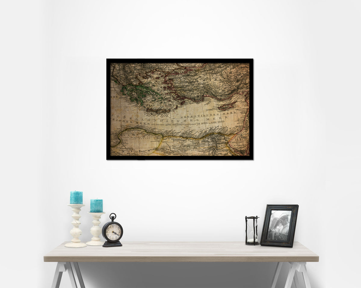 Eastern Mediterranean Vintage Map Framed Print Art Wall Decor Gifts