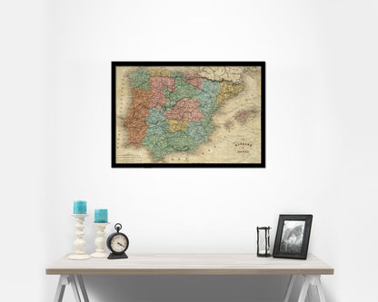 Spain and Portugal 1846 Historical Map Framed Print Art Wall Decor Gifts
